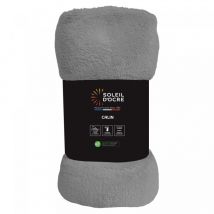 Couverture flanelle 180x220 cm calin gris, par Soleil d'Ocre