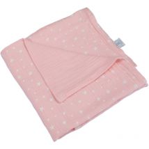 Couverture gaze de coton bebe 75 x 75 cm rose