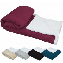 Couverture, plaid polaire 220 x 240 cm en flanelle et sherpa ultra doux - Prune Vivezen