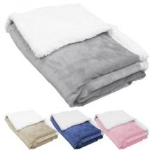 Couverture, plaid polaire pour enfant 75 x 100 cm en flanelle et sherpa ultra doux - Gris - Monsieur Bébé
