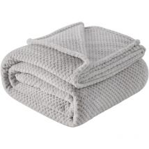 Couverture Plaid Polaire pour Canapé Lit Voyage en Plein Air Couverture Moelleuse et Duveteuse pour Toute Saison Gris 150x200cm