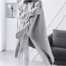 Couverture Plaid tv Polaire avec Manches et Capuche 165x115cm - acier.