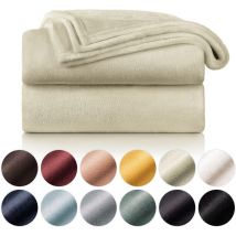 Couverture Polaire 150 x 200 - Plaid Beige, Plaid pour Canapé, Plaid Cocooning - Couverture Polaire Epaisse, Moelleuse, Douce Et Chaude - Haute