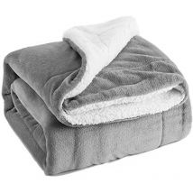 Couverture Polaire Grise - Couverture en Sherpa - pour canapé - Chaude - pour l'hiver (Gris, 130x150cm)