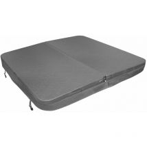 Couverture pour Jacuzzi Gris 210cm / 2.1m - PVC & Cuir - Spa Housse de Protection Bâche Protectrice Carrée pour Hot Tub Bain à Bulles - Pliable - 4