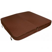 Couverture pour Jacuzzi Marron 200cm / 2m - pvc & Cuir - Spa Housse de Protection Bâche Protectrice Carrée pour Hot Tub Bain à Bulles - Pliable - 4