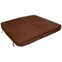 Couverture pour Jacuzzi Marron 210cm / 2.1m - pvc & Cuir - Spa Housse de Protection Bâche Protectrice Carrée pour Hot Tub Bain à Bulles - Pliable - 4