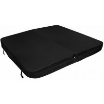Couverture pour Jacuzzi Noir 210cm / 2.1m - pvc & Cuir - Spa Housse de Protection Bâche Protectrice Carrée pour Hot Tub Bain à Bulles - Pliable - 4