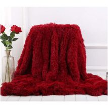 Couverture, Super Douce et Duveteux Plaid Fausse Fourrure, Polyvalente Plaid Polaire Chaude et Confortable pour Chambre Canapé Voyage - Rouge vin