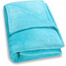 Deuba Plaid couverture polaire couleurs et taille à choisir pour intérieur hiver 220x240 - light blue (en)
