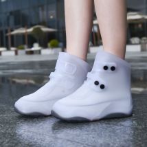 Couvre-chaussures imperméables réutilisables (43-45, blanc court), couvre-chaussures de pluie moto, pluie, neige, boue