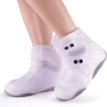 Couvre-chaussures imperméables réutilisables (40-42, courts blancs), couvre-chaussures de pluie moto, pluie, neige et boue