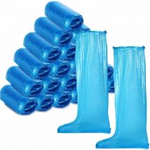 Couvre-chaussures jetables couvre-chaussures longues imperméables en plastique sur le genou couvre-chaussures 20 paires