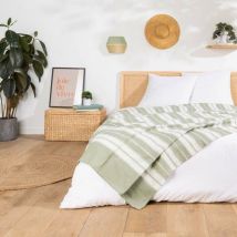 Couvre lit 1 personne 180 x 220 cm coton/polyester jacquard Abby Sauge