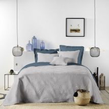 Couvre-lit 2 personnes matelassé 220x240 Colombe gris microfibre