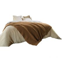 Couvre lit a franges 240 x 260 cm Gabin camel