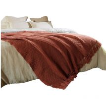 Couvre lit a franges 240 x 260 cm Gabin terracotta