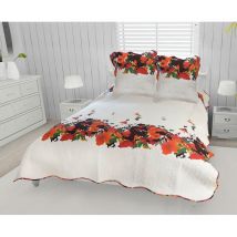 Couvre-lit boutis coton 220x240 cm AMELIE avec 2 taies d'oreiller