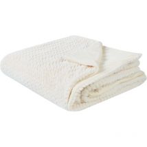 Couvre-lit Couverture Plaid en Tissu 200 x 220 cm Blanc Surmi