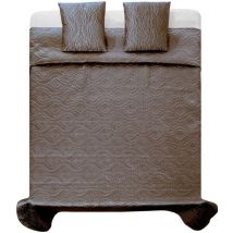 Couvre-Lit En Satin Verona + Taies D'Oreiller Beige 2.20x2.40