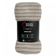 Couvre lit flanelle et velours 180x220 cm himalaya ecru, par Soleil d'ocre