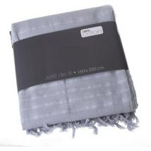 Couvre-lit, Jeté de lit en coton coloris gris clair, 160 x 220 cm Pegane