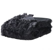 Couvre-lit Noir en Fausse Fourrure Chaud 200 x 220 cm pour l'Hiver et Tout Doux Parfait pour Décorer un Lit de Grande Taille Beliani