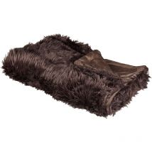 Plaid Couvre-lit Fourrure Synthétique 150 x 200 cm en Polyester Marron Delice