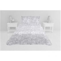 Couvre lit microfibre + taies 220 x 240 cm Persan gris