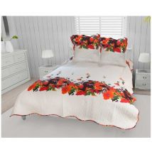 Couvre lit microfibre + taies 240 x 260 cm fleuri
