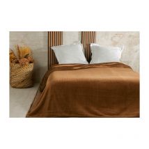 Couvre lit velours gaufré - 240x260cm - Marron