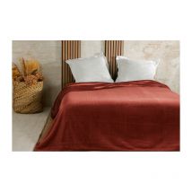 Couvre lit velours gaufré - 240x260cm - Terre cuite