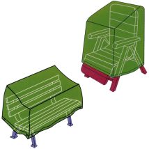 Salone – Set di coperture per mobili da giardino 3 pezzi – Poliestere tinto in massa verde – 160x90xH110 cm, 90x90xH110 cm