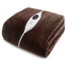 Cozytek - Electric heated Throw 180 x 130cm, 9 Heat Settings and 3 Hr Timer Settings, Machine Washable Brown - Brown