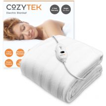 Cozytek - Single Electric Blanket Size Single Control Underblanket 3 Heat Settings - White