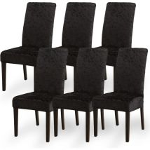 (Velours Noir)Housse de Chaise Velours, Housse de Chaise Salle à Manger Extensible Ensemble de 6, Housse de Chaise Parsons Amovible et Lavable