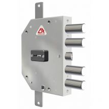 DOM - Serratura Porta Blindata a Doppia mappa - applicazione planare con scrocco e 4 catenacci - entrata 60 mm Mano Sinistra - 2155/28 mrx