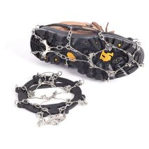 Crampons, Crampons à Glace Traction Grips à Neige pour Bottes Chaussures Femme Homme, AméLioré AntidéRapant 24 Pointes en Acier Inoxydable, Noir m