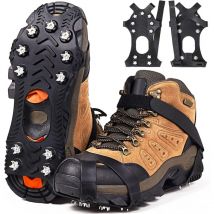 Crampons, pointes pour chaussures, bottes de randonnée, bottes de montagne sur neige glacée d'hiver, pointes de chaussures griffes de chaussures de