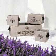 Crates Planters (Set of 4) - Wood - Rustic Grey