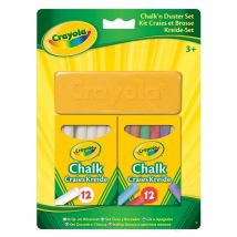 Gessetti e spazzolina per lavagna, 12 bianchi e 12 colorati, anni 3+ - Crayola