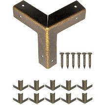 10 Pack Antique Metal Furniture Corners, Edge Protector Corners For Crates And Furniture - Vintage Style Aged Brass - 32 x 32 Mm - Crea
