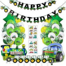 22pcs Tractors Balloon Kit Latex Confetti Balloons With Banner For Birthday - Crea
