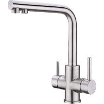 3 Way Kitchen Faucet, 360 Rotatable Kitchen Faucet, 3 In 1 Water Filter Mixer, Stainless Steel Sink - Crea