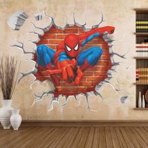 3d dessin animé Spiderman Stickers muraux Super héros pour les chambres d'enfants garçons-- - Crea
