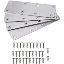 4 Pcs Straight Bracket Flat Mending Plate Stainless Steel Brace With Screws For Furniture Wooden Do - Crea