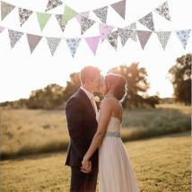 40ft Fabric Bunting, 42pcs Bunting Banner,for Garden Birthday Outdoor - Crea