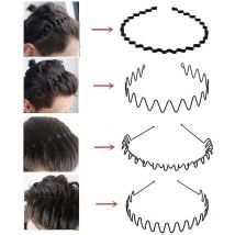 Crea - 8 Pcs Metal Hair Hoop, Flexible Metal Headband Black Non Slip Hairband, Unisex