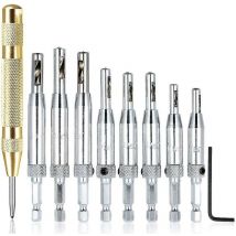8 Pieces Center Drill Bit Sets Elf-centering Hinge Drill Hole Punch Woodworking Tools For 1/4'' Furniture Door - Crea