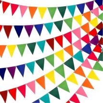 Bannières de fanions en tissu feutré arc-en-ciel, guirlande de fête multicolore, 60 pièces - Crea